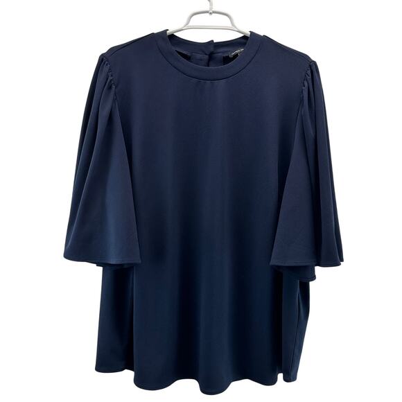 Universal Standard Crepe Jersey Capelet Blouse Blue M/2X - Picture 1 of 10